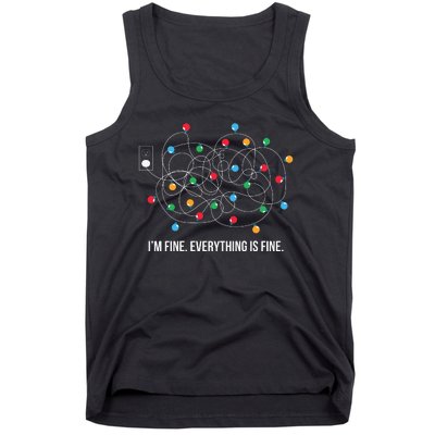 Christmas Light Funny Messy Im Fine Everything Is Fine Tank Top