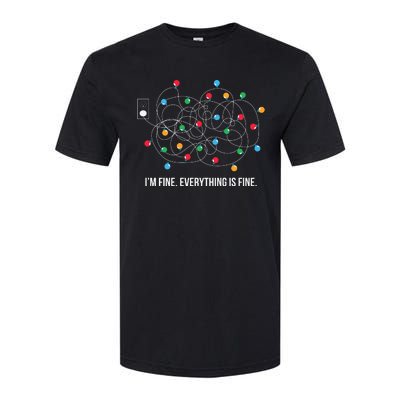 Christmas Light Funny Messy Im Fine Everything Is Fine Softstyle CVC T-Shirt