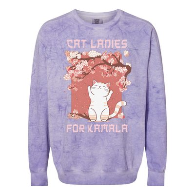 Cat Ladies For Kamala Harris 2024 Progress Breaking Barriers Colorblast Crewneck Sweatshirt