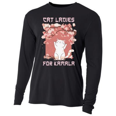 Cat Ladies For Kamala Harris 2024 Progress Breaking Barriers Cooling Performance Long Sleeve Crew