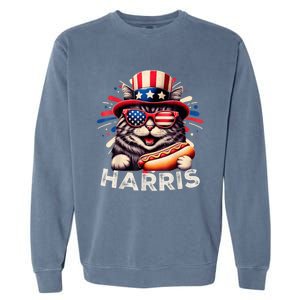 Cat Ladies For Kamala Funny Cat 2024 President Kamalaharris Garment-Dyed Sweatshirt