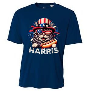 Cat Ladies For Kamala Funny Cat 2024 President Kamalaharris Cooling Performance Crew T-Shirt