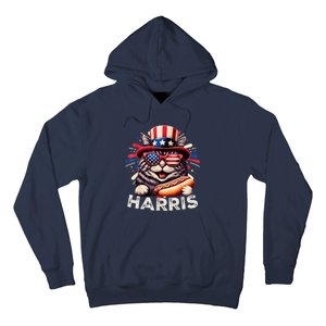 Cat Ladies For Kamala Funny Cat 2024 President Kamalaharris Hoodie