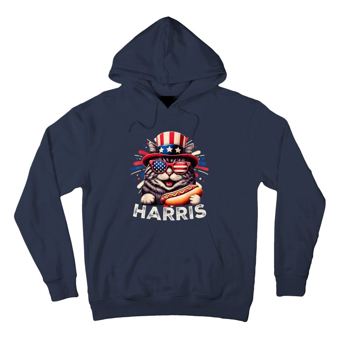 Cat Ladies For Kamala Funny Cat 2024 President Kamalaharris Hoodie