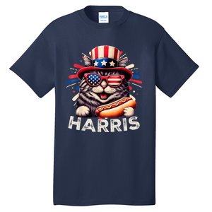 Cat Ladies For Kamala Funny Cat 2024 President Kamalaharris Tall T-Shirt