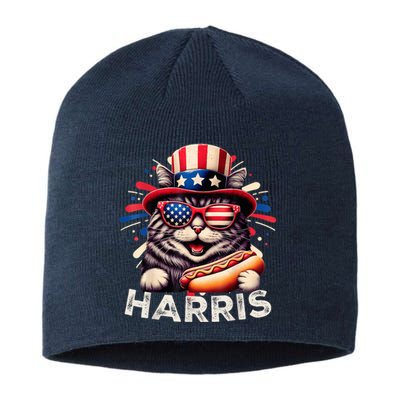 Cat Ladies For Kamala Funny Cat 2024 President Kamalaharris Sustainable Beanie