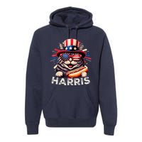 Cat Ladies For Kamala Funny Cat 2024 President Kamalaharris Premium Hoodie