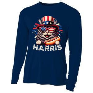 Cat Ladies For Kamala Funny Cat 2024 President Kamalaharris Cooling Performance Long Sleeve Crew