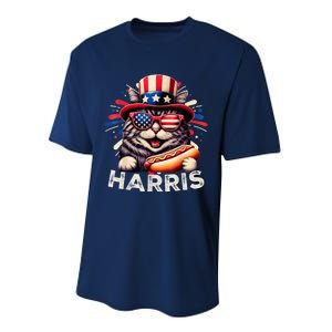 Cat Ladies For Kamala Funny Cat 2024 President Kamalaharris Performance Sprint T-Shirt