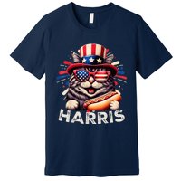 Cat Ladies For Kamala Funny Cat 2024 President Kamalaharris Premium T-Shirt