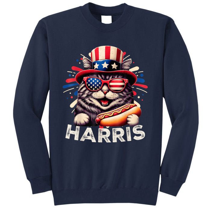 Cat Ladies For Kamala Funny Cat 2024 President Kamalaharris Tall Sweatshirt