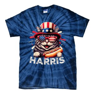 Cat Ladies For Kamala Funny Cat 2024 President Kamalaharris Tie-Dye T-Shirt