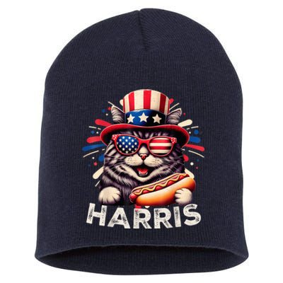 Cat Ladies For Kamala Funny Cat 2024 President Kamalaharris Short Acrylic Beanie