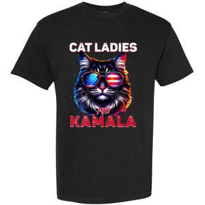 Cat Ladies For Kamala Funny Cat 2024 President Kamala Harris Garment-Dyed Heavyweight T-Shirt