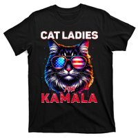 Cat Ladies For Kamala Funny Cat 2024 President Kamala Harris T-Shirt