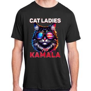 Cat Ladies For Kamala Funny Cat 2024 President Kamala Harris Adult ChromaSoft Performance T-Shirt