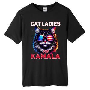 Cat Ladies For Kamala Funny Cat 2024 President Kamala Harris Tall Fusion ChromaSoft Performance T-Shirt