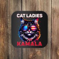 Cat Ladies For Kamala Funny Cat 2024 President Kamala Harris Coaster