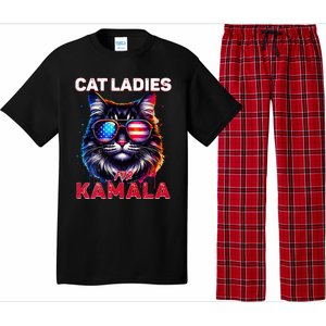 Cat Ladies For Kamala Funny Cat 2024 President Kamala Harris Pajama Set