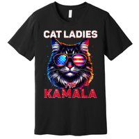 Cat Ladies For Kamala Funny Cat 2024 President Kamala Harris Premium T-Shirt