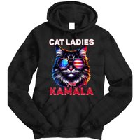 Cat Ladies For Kamala Funny Cat 2024 President Kamala Harris Tie Dye Hoodie