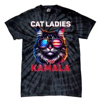 Cat Ladies For Kamala Funny Cat 2024 President Kamala Harris Tie-Dye T-Shirt