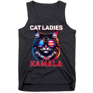 Cat Ladies For Kamala Funny Cat 2024 President Kamala Harris Tank Top