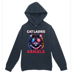 Cat Ladies For Kamala Funny Cat 2024 President Kamala Harris Urban Pullover Hoodie