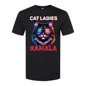 Cat Ladies For Kamala Funny Cat 2024 President Kamala Harris Softstyle CVC T-Shirt