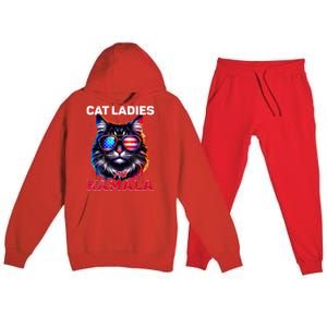 Cat Ladies For Kamala Funny Cat 2024 President Kamala Harris Premium Hooded Sweatsuit Set