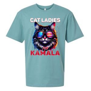 Cat Ladies For Kamala Funny Cat 2024 President Kamala Harris Sueded Cloud Jersey T-Shirt