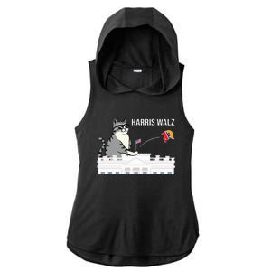 Cat Ladies For Kamala Harris Donald Trump 2024 Ladies PosiCharge Tri-Blend Wicking Draft Hoodie Tank