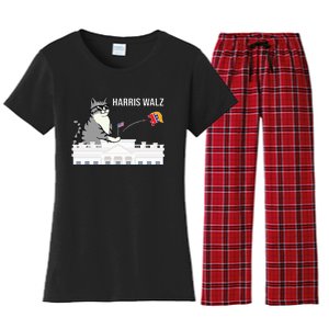 Cat Ladies For Kamala Harris Donald Trump 2024 Women's Flannel Pajama Set