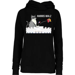 Cat Ladies For Kamala Harris Donald Trump 2024 Womens Funnel Neck Pullover Hood