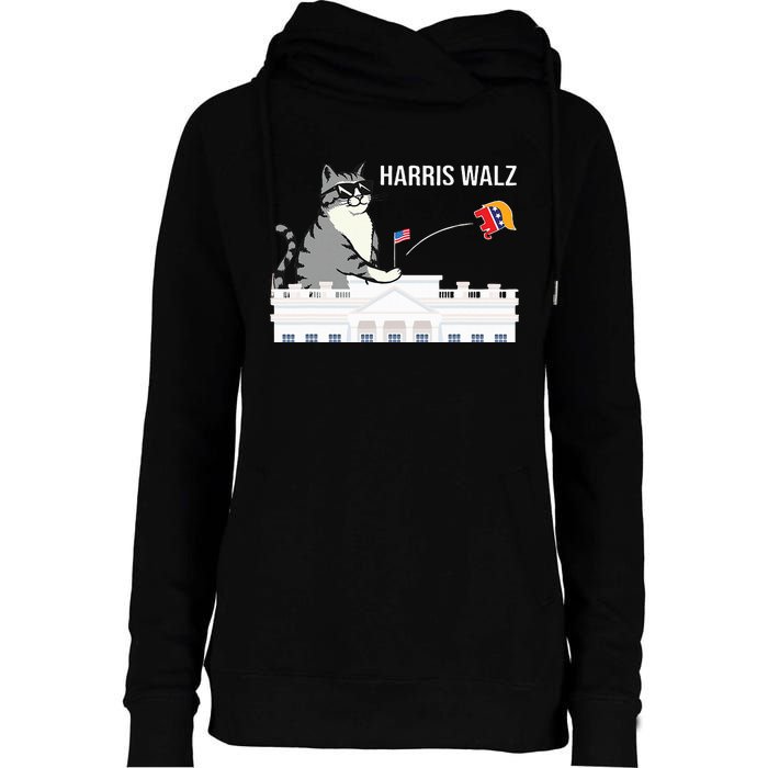 Cat Ladies For Kamala Harris Donald Trump 2024 Womens Funnel Neck Pullover Hood