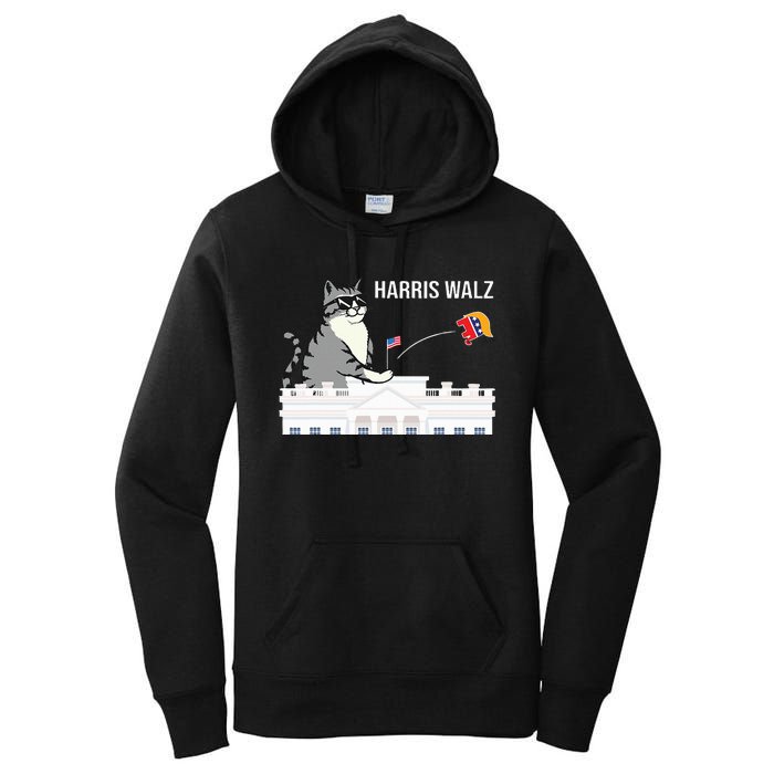 Cat Ladies For Kamala Harris Donald Trump 2024 Women's Pullover Hoodie