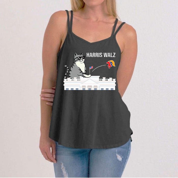 Cat Ladies For Kamala Harris Donald Trump 2024 Women's Strappy Tank