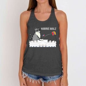 Cat Ladies For Kamala Harris Donald Trump 2024 Women's Knotted Racerback Tank