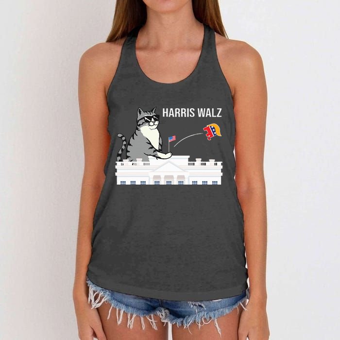 Cat Ladies For Kamala Harris Donald Trump 2024 Women's Knotted Racerback Tank