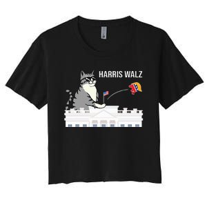 Cat Ladies For Kamala Harris Donald Trump 2024 Women's Crop Top Tee