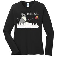 Cat Ladies For Kamala Harris Donald Trump 2024 Ladies Long Sleeve Shirt