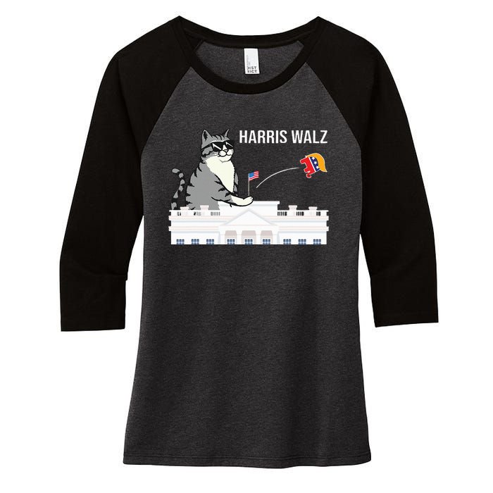 Cat Ladies For Kamala Harris Donald Trump 2024 Women's Tri-Blend 3/4-Sleeve Raglan Shirt