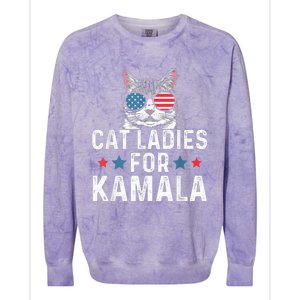 Cat Ladies For Kamala Funny Cat 2024 President Kamalaharris Colorblast Crewneck Sweatshirt