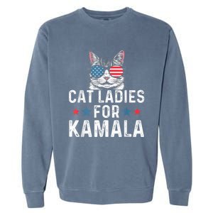 Cat Ladies For Kamala Funny Cat 2024 President Kamalaharris Garment-Dyed Sweatshirt