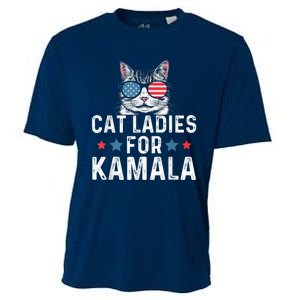 Cat Ladies For Kamala Funny Cat 2024 President Kamalaharris Cooling Performance Crew T-Shirt