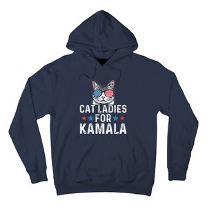 Cat Ladies For Kamala Funny Cat 2024 President Kamalaharris Hoodie