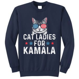 Cat Ladies For Kamala Funny Cat 2024 President Kamalaharris Sweatshirt