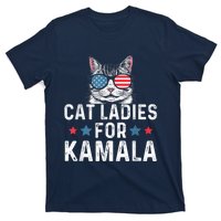 Cat Ladies For Kamala Funny Cat 2024 President Kamalaharris T-Shirt