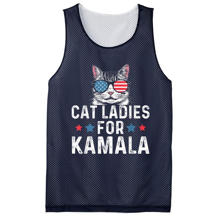 Cat Ladies For Kamala Funny Cat 2024 President Kamalaharris Mesh Reversible Basketball Jersey Tank