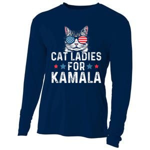 Cat Ladies For Kamala Funny Cat 2024 President Kamalaharris Cooling Performance Long Sleeve Crew